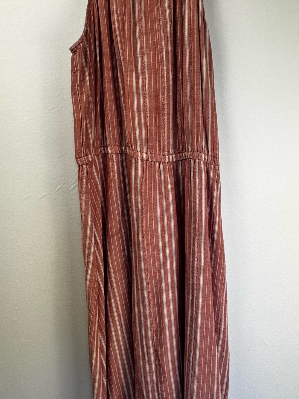 Old Navy Rust Striped Linen Blend Maxi Dress Medium Boho Cottagecore Summer - Picture 2 of 14